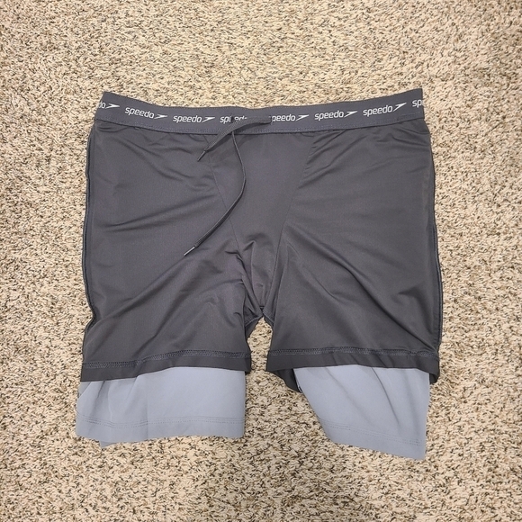 Mens Speedo Lined Gray and Black Swim Suit Board Shorts With Pockets Size XXL - Picture 6 of 10